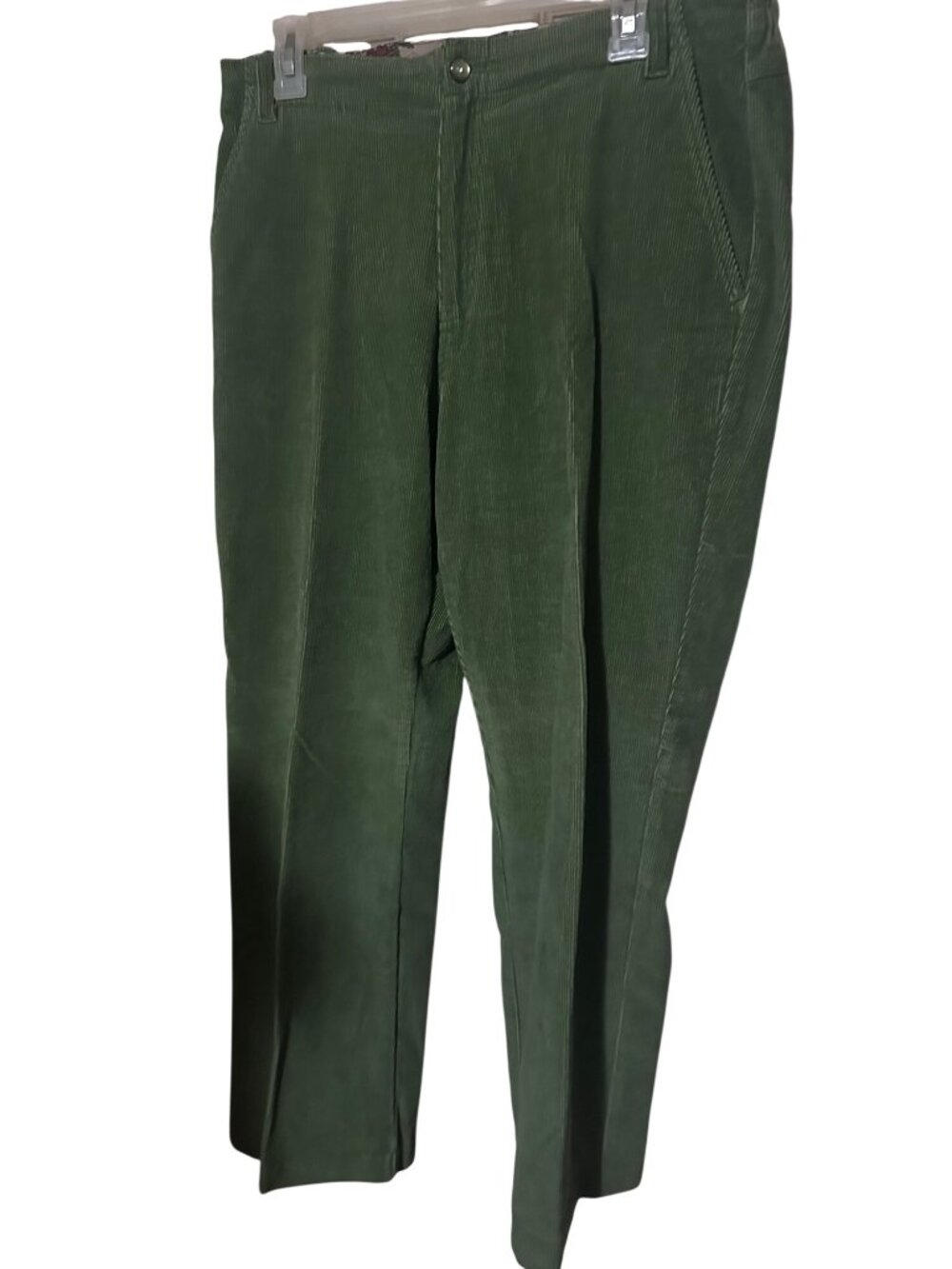 Erika green cordaroy pants with elastic panels size 12